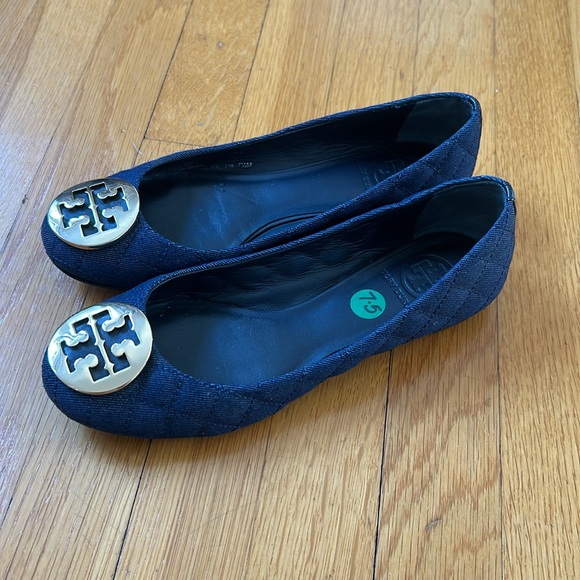 Tory Burch Womens Navy Blue Denim Quilted Quinn Ballet Flats Size 7.5 - Picture 4 of 5